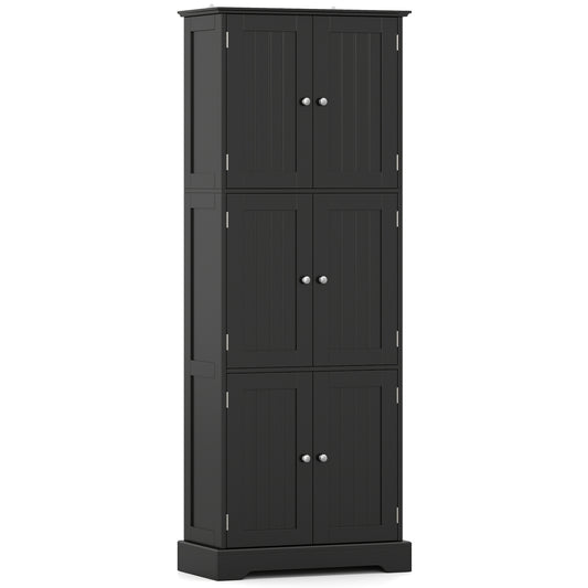63 In Tall Bathroom Storage Cabinet, 6 Doors, Black Floor Cabinets Black at Gallery Canada