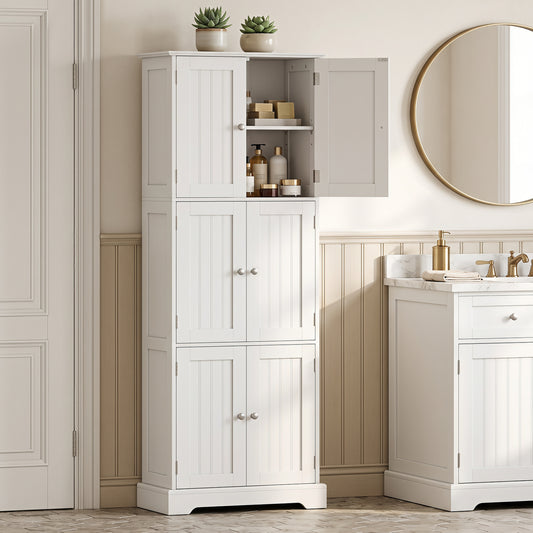 63 Inch Tall Bathroom Storage Cabinet, White Floor Cabinets White at Gallery Canada