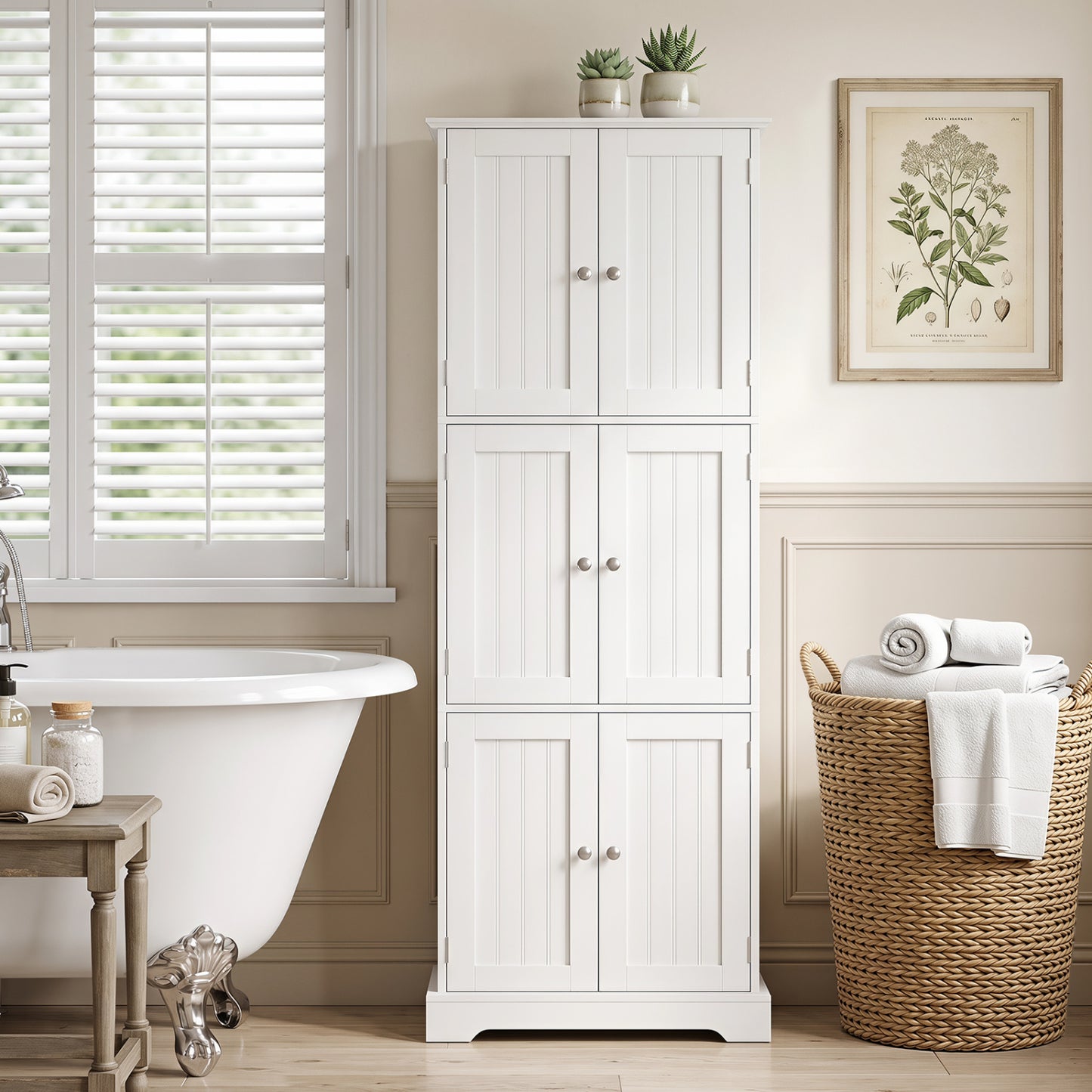 Armoire de salle de bain de 63 pouces de hauteur, blanche