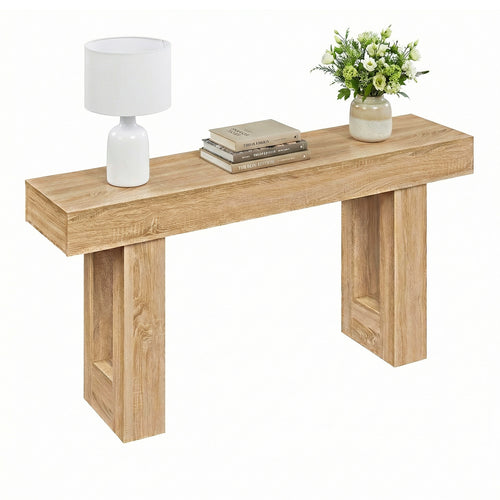 63 Inches Console Table, Farmhouse Entryway, Storage, Natural
