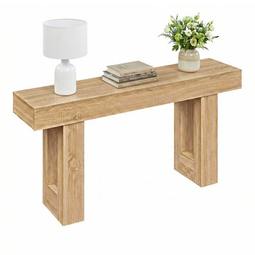 63 Inches Console Table, Farmhouse Entryway, Storage, Natural