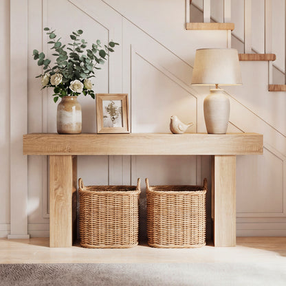 63 Inches Console Table, Farmhouse Entryway, Storage, Natural Console Tables at Gallery Canada