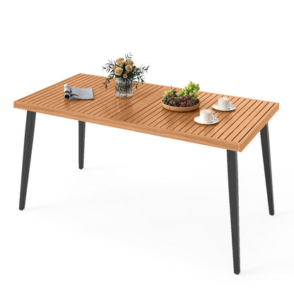 63 Inches Outdoor Indoor Dining Table with 1.97 Inches Umbrella Hole and Metal Legs Patio Dining Tables at Gallery Canada