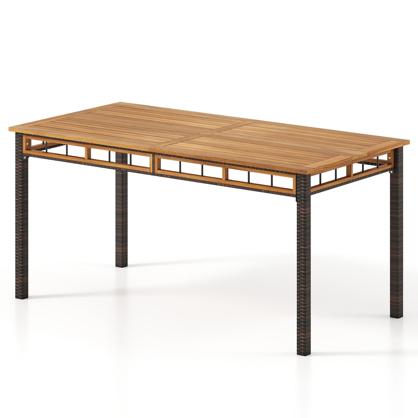 63" Outdoor Dining Table with Acacia Wood Slatted Tabletop Patio Dining Tables Options at Gallery Canada