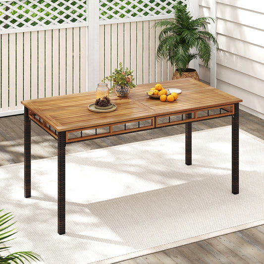 63" Outdoor Dining Table with Acacia Wood Slatted Tabletop Patio Dining Tables Options at Gallery Canada