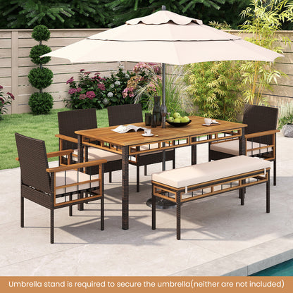 63" Outdoor Dining Table with Acacia Wood Slatted Tabletop Patio Dining Tables at Gallery Canada