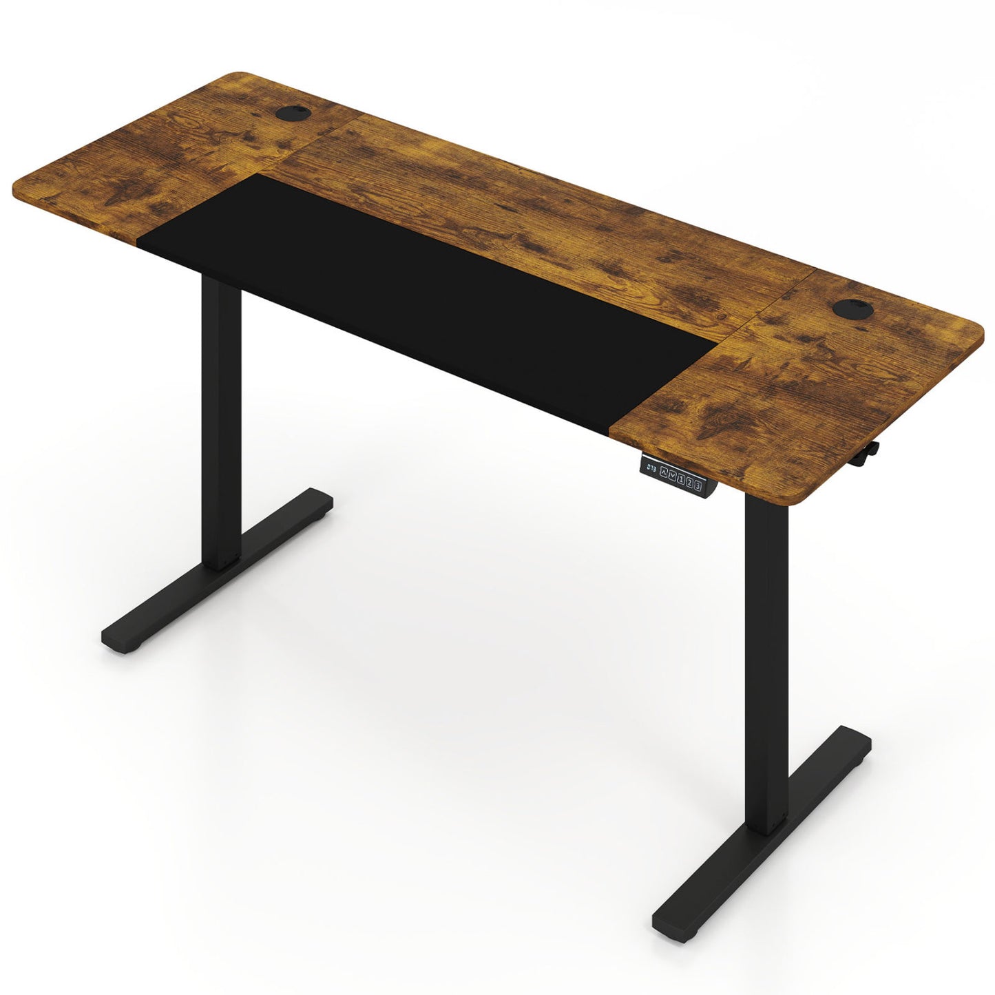 63 x 24 Inch Height Adjustable Sit Stand Computer Desk with 3 Memory Presets, Rustic Brown Computer Desks at Gallery Canada