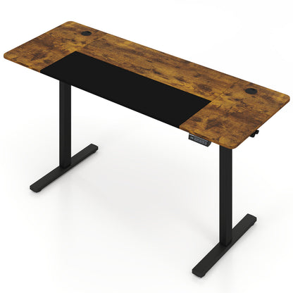 63 x 24 Inch Height Adjustable Sit Stand Computer Desk with 3 Memory Presets, Rustic Brown Computer Desks at Gallery Canada