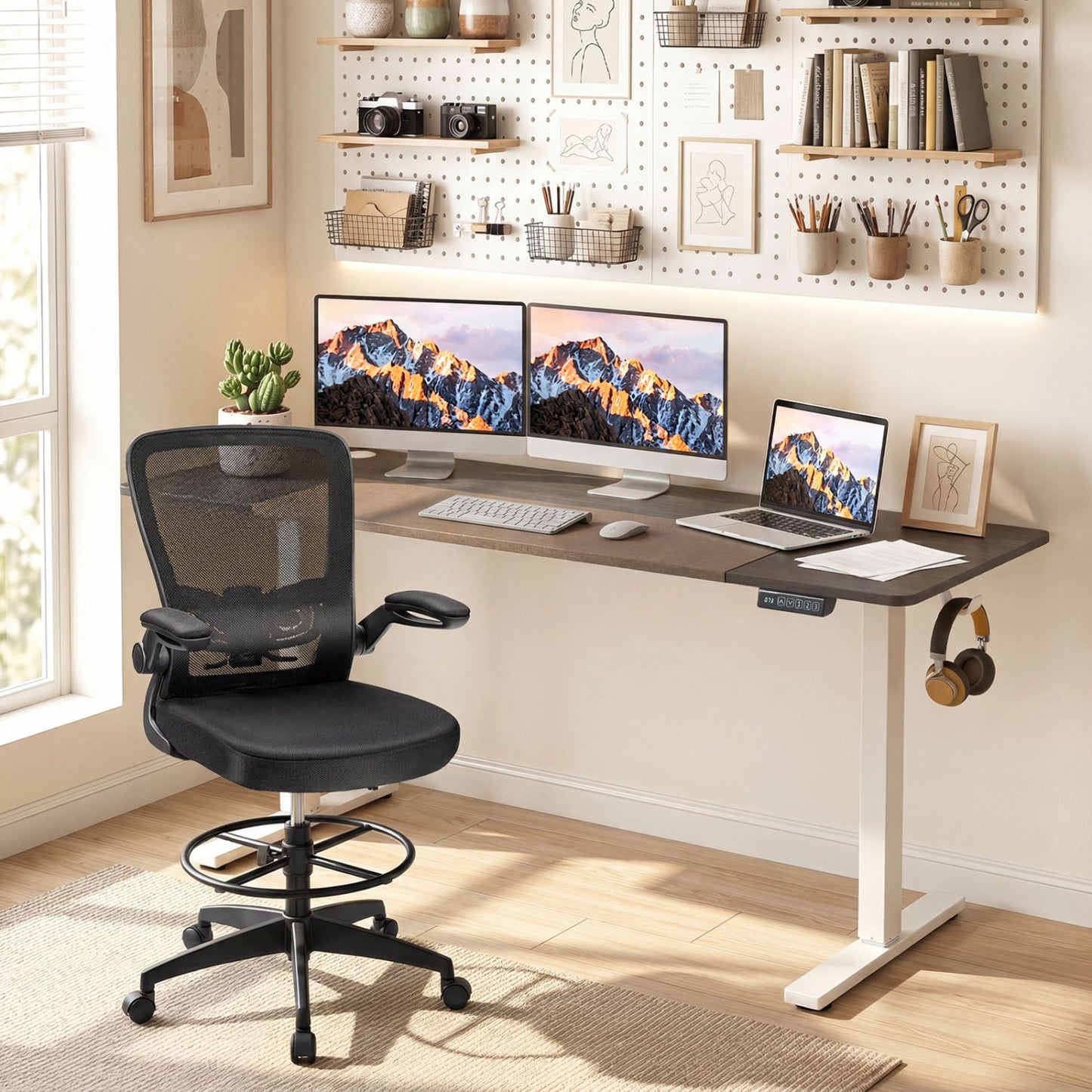 63 x 24 Inch Height Adjustable Sit Stand Desk, Grey