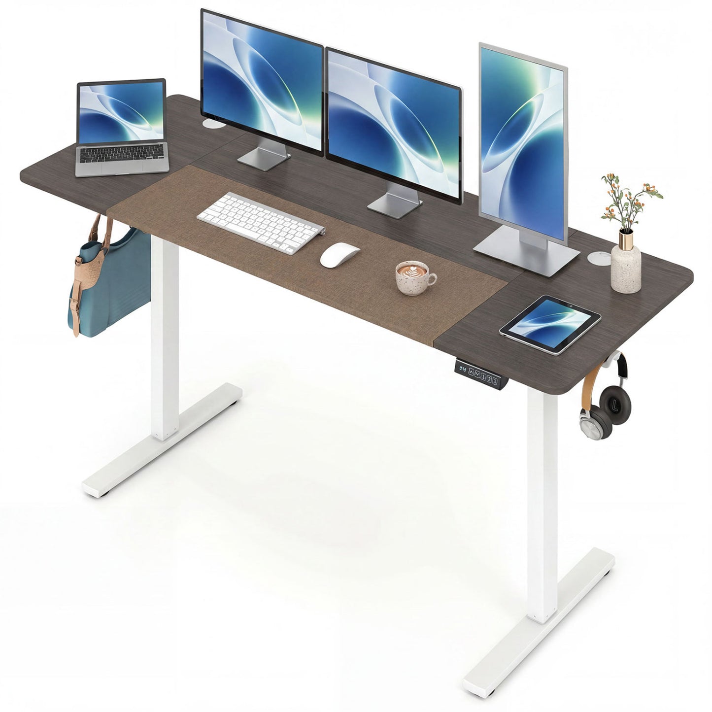 63 x 24 Inch Height Adjustable Sit Stand Desk, Grey