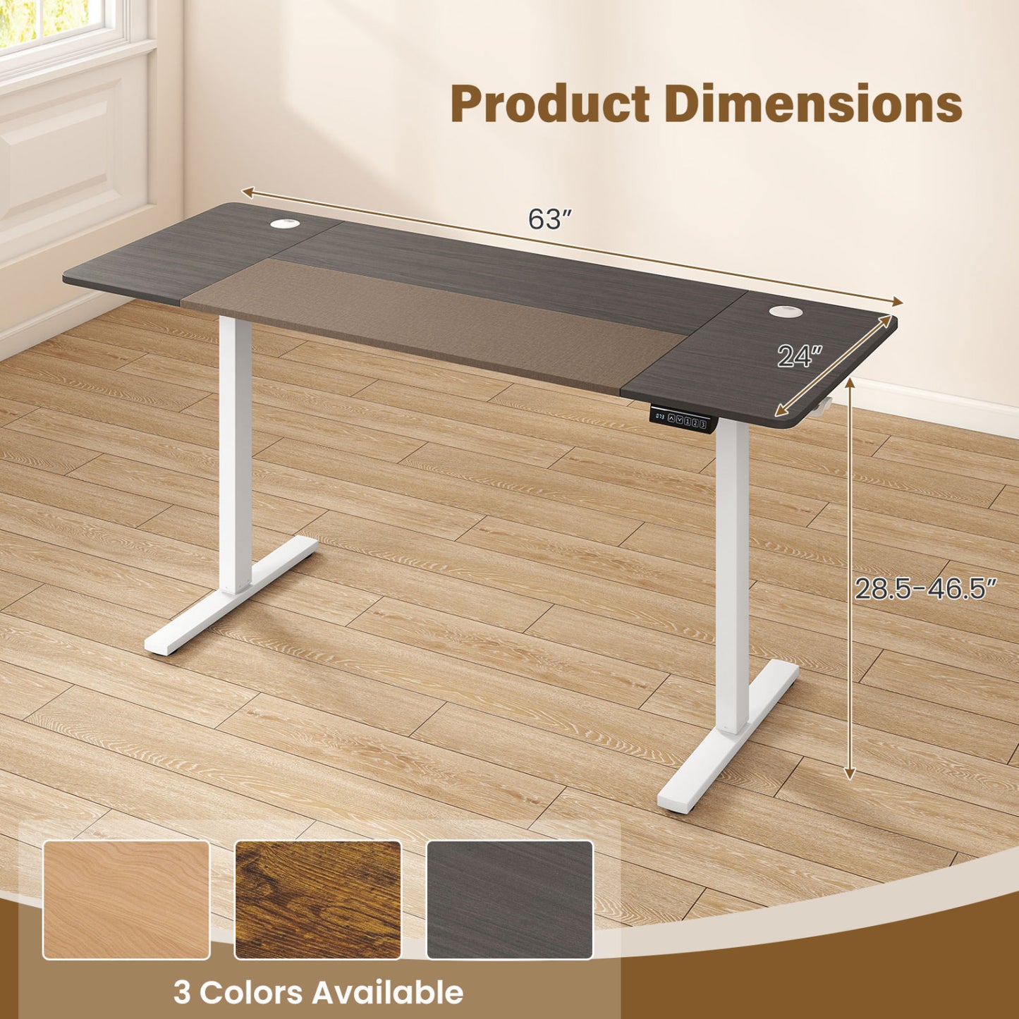 63 x 24 Inch Height Adjustable Sit Stand Desk, Grey