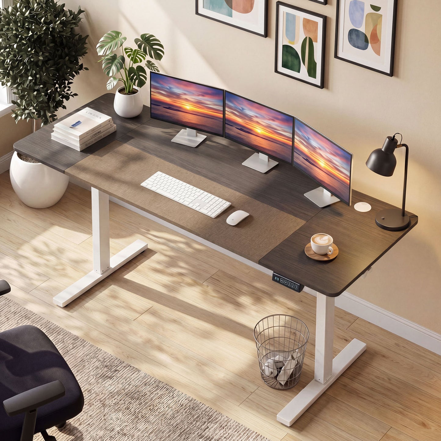 63 x 24 Inch Height Adjustable Sit Stand Desk, Grey