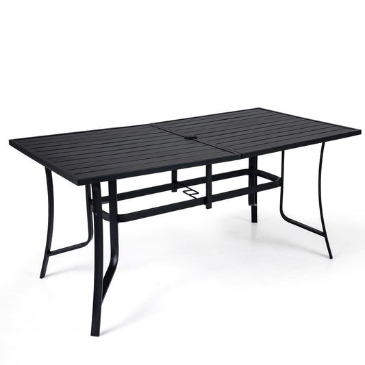 63" x 33" Rectangle Metal Patio Dining Table For 6