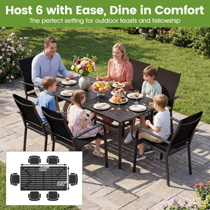 63" x 33" Rectangle Metal Patio Dining Table For 6 Patio Dining Tables at Gallery Canada