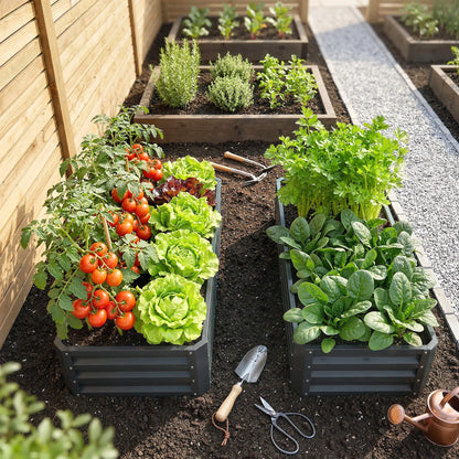 4' x 2' x 1' Galvanized Raised Garden Bed, Set of 2, Grey Galvanized Planter Boxes at Gallery Canada