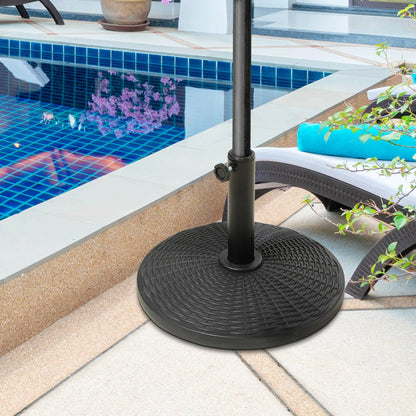 25 lbs Umbrella Base, 17.5" Round, Rattan Design, Black Umbrella Bases at Gallery Canada