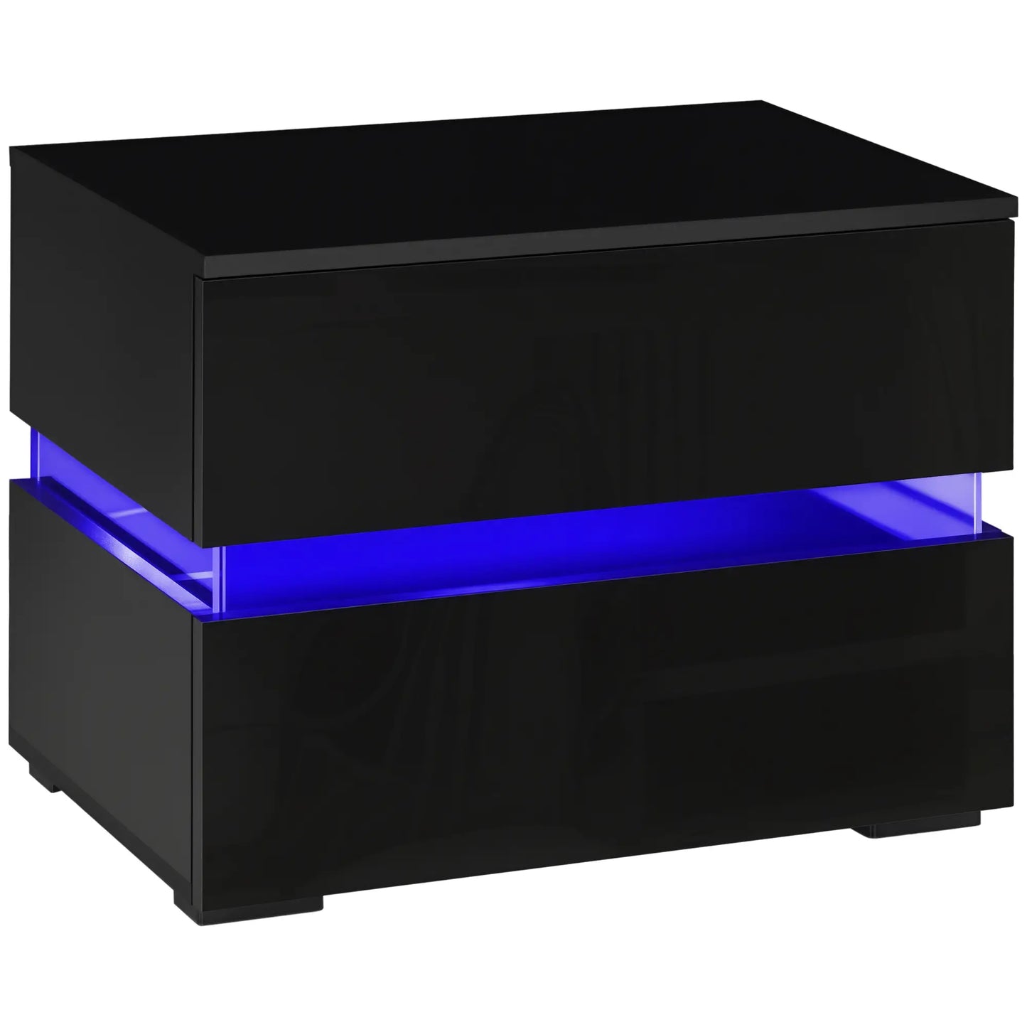 Modern Nightstand, 2 Drawers, USB RGB LED Lights, Remote, Black Bedside Tables Black at Gallery Canada