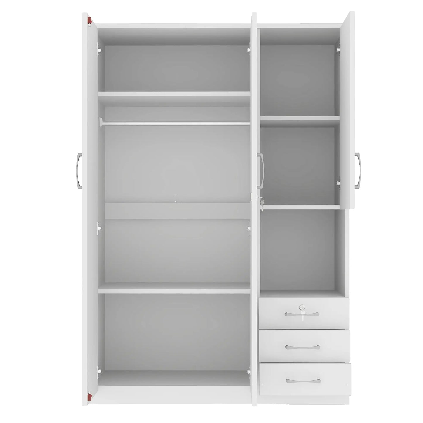 Wooden Wardrobe, Shelves, 3 Drawers, Hanging Rod, 47" L x 20" W x 69" H, White Clothing Storage at Gallery Canada