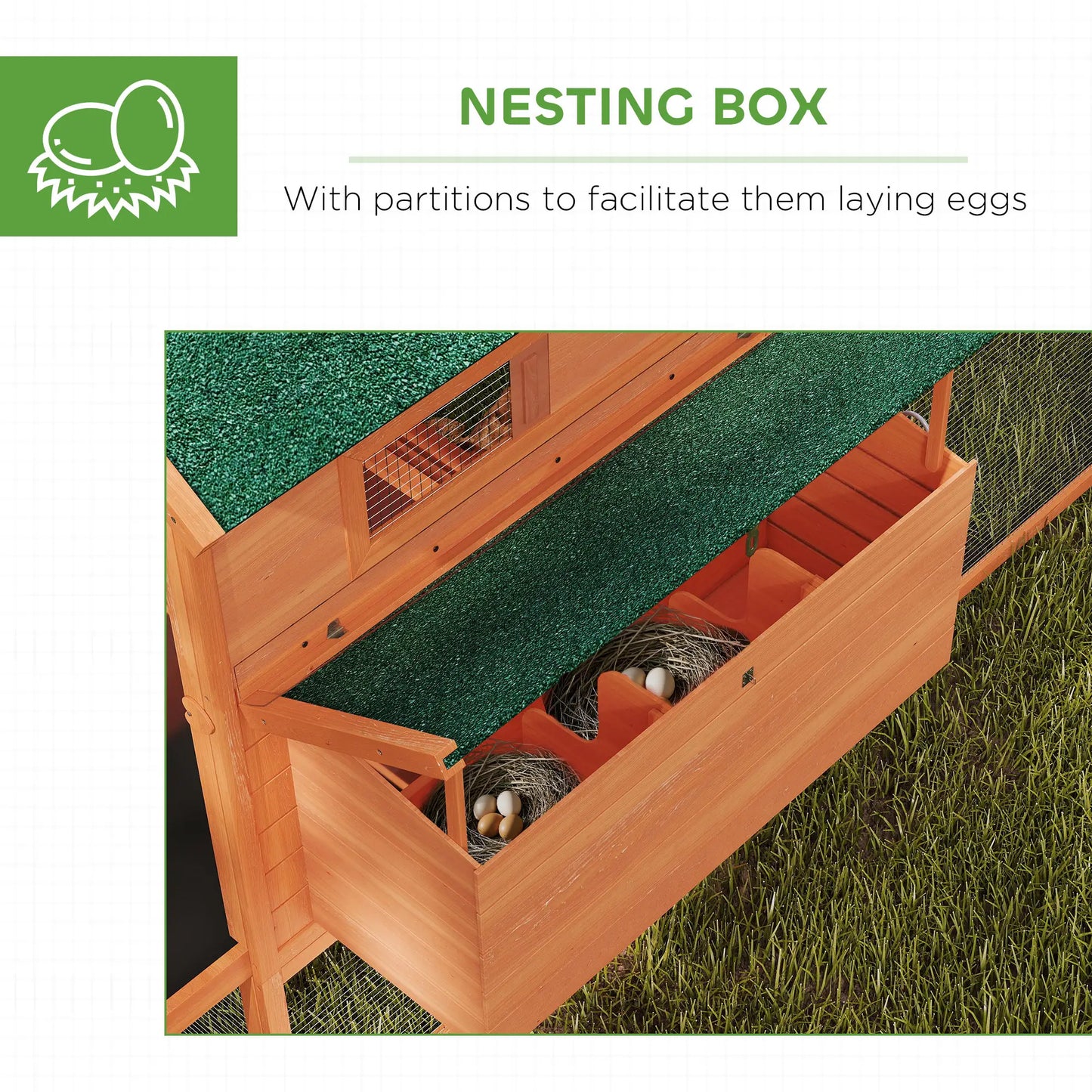 137" Wooden Chicken Coop With Run, Nesting Box, Orange Chicken Coops at Gallery Canada