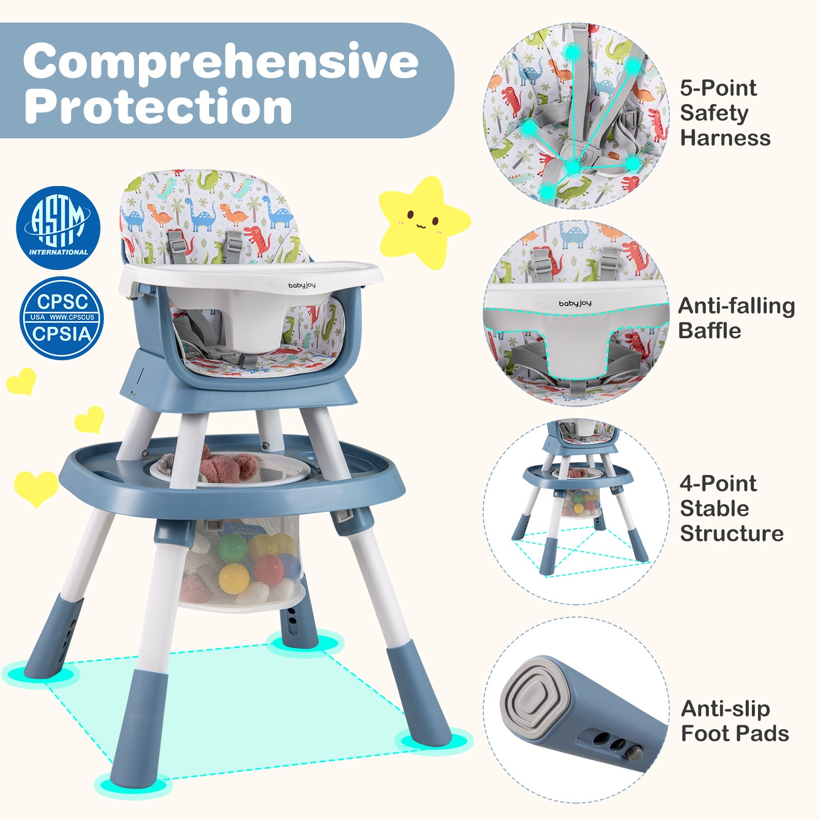 16-in-1 Baby High Chair with Activity Center and Booster Seat for Babies and Toddlers-Celadon, Green High Chairs at Gallery Canada
