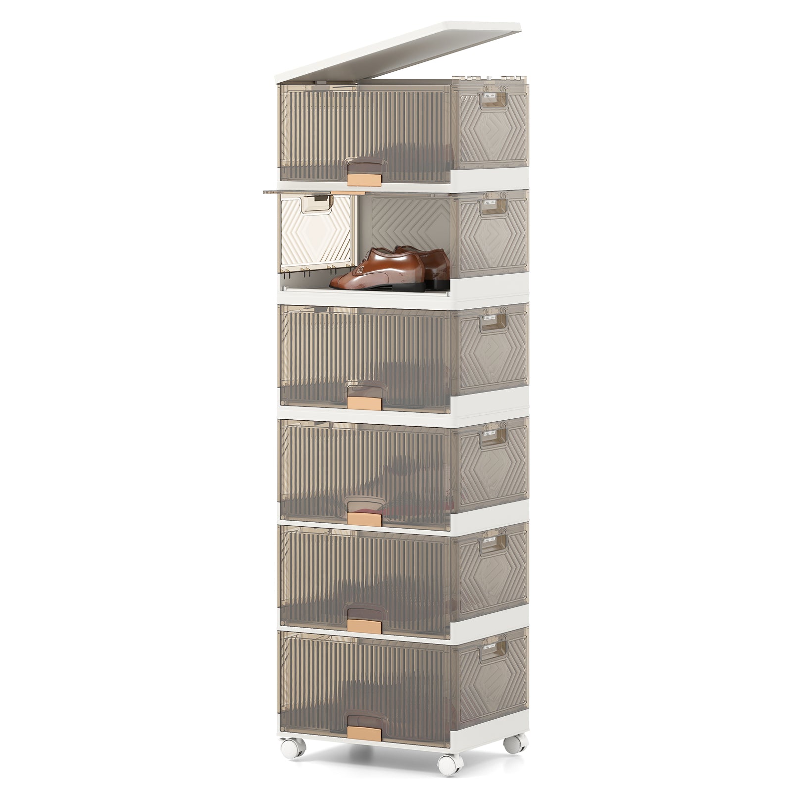 3/4/5/6-Cube Stackable Storage Bins with Detachable Wheels-6 Cube, White Shoe Racks & Storage Benches at Gallery Canada