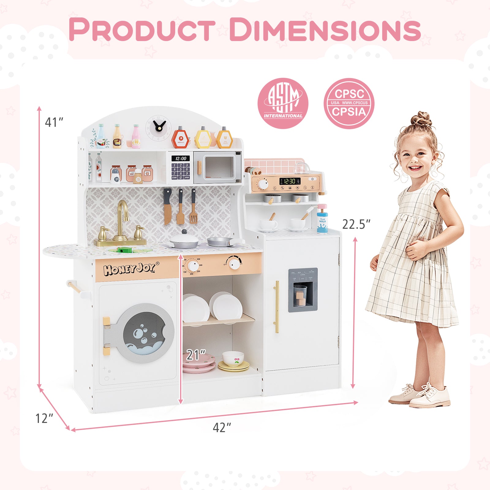 Kids Kitchen Set Wooden with Coffee Makers and Accessories, White Play Kitchen Sets at Gallery Canada