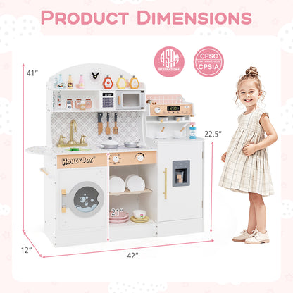 Kids Kitchen Set Wooden with Coffee Makers and Accessories, White Play Kitchen Sets at Gallery Canada