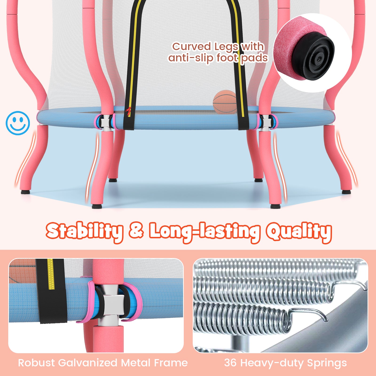 Kids Trampoline Indoor & Outdoor Pumpkin Trampoline, Pink Trampolines at Gallery Canada