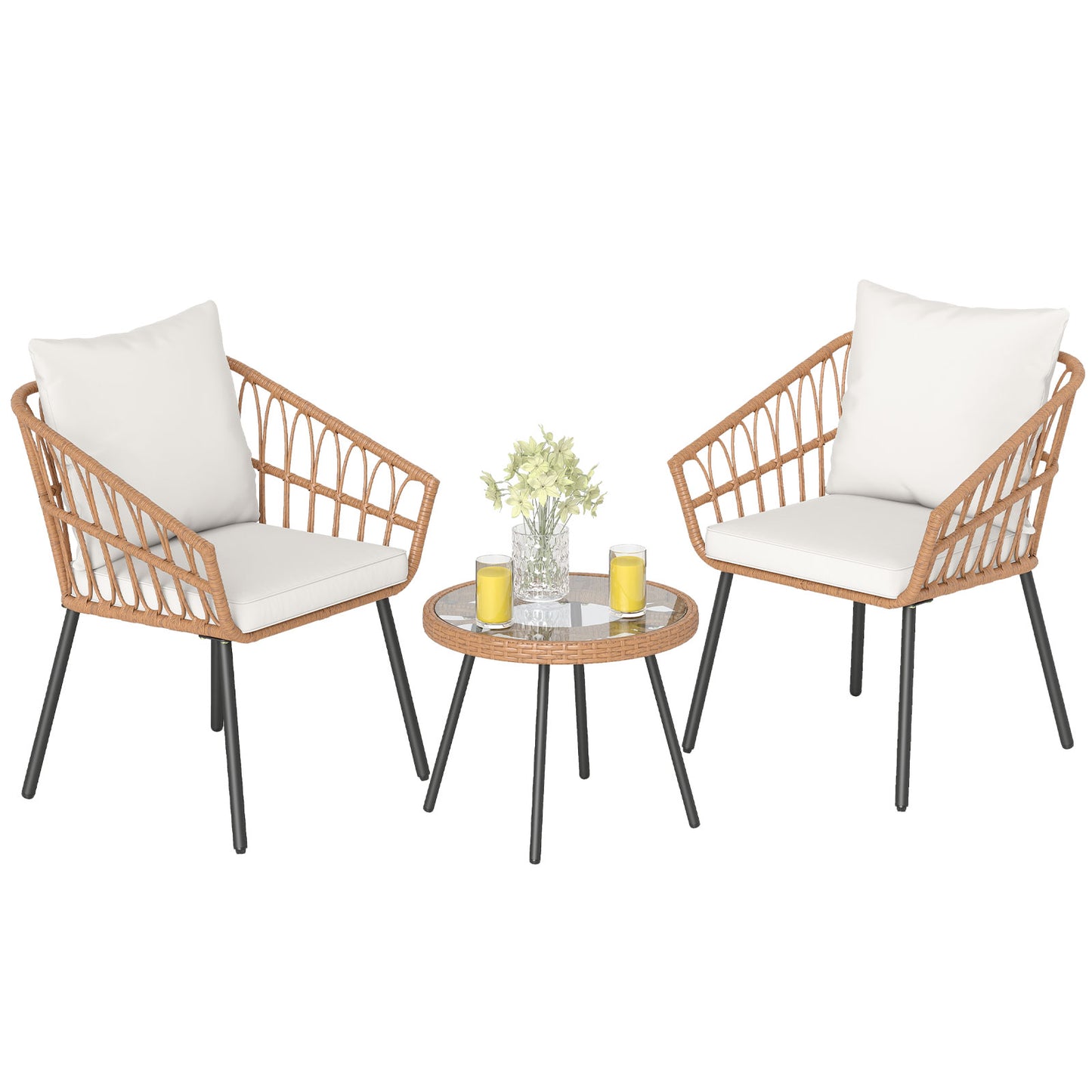 3 Piece Patio Bistro Set, Heavy Duty Metal Frame, Beige Patio Conversation Sets at Gallery Canada