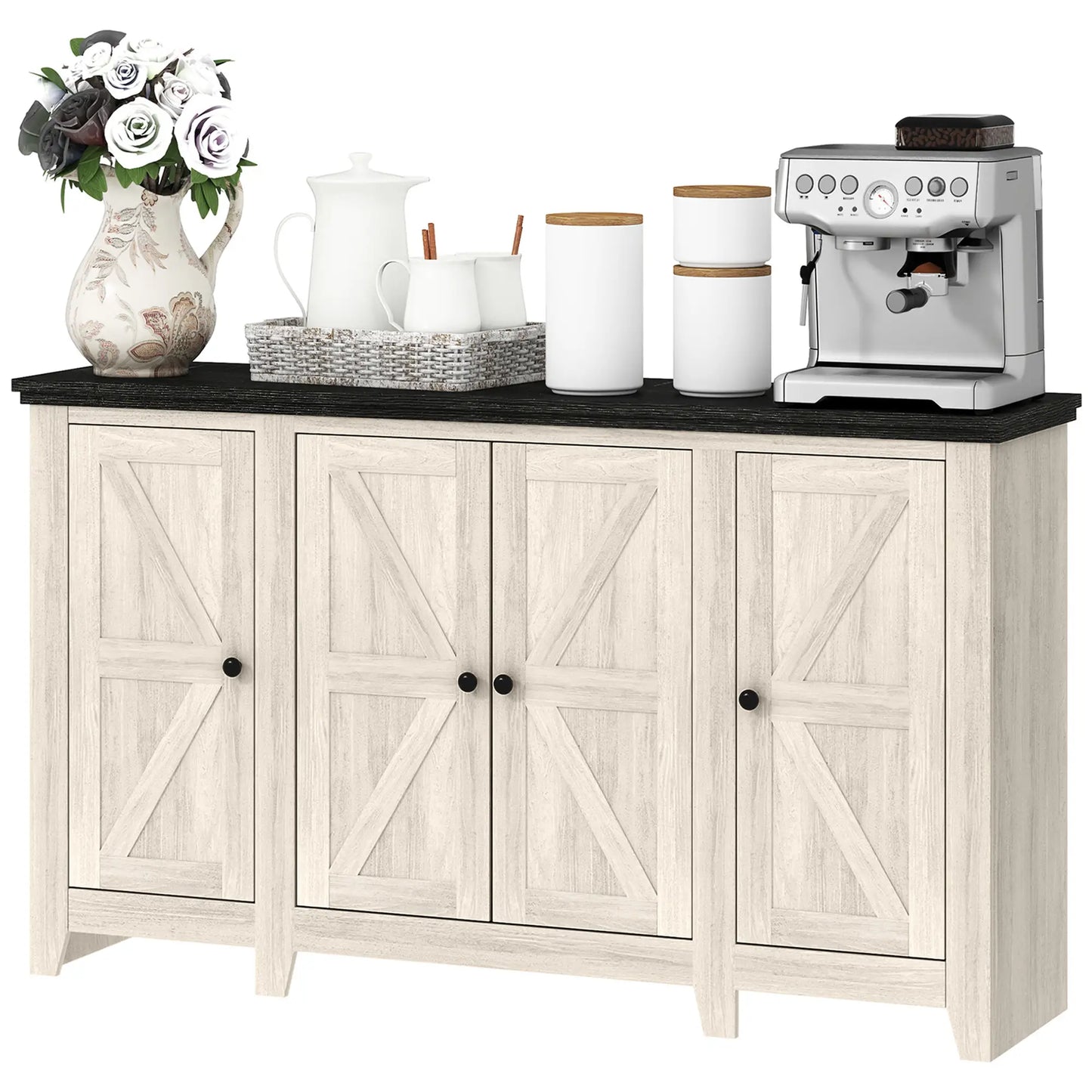 Rustic Sideboard, Buffet Cabinet, Adjustable Shelves, White Wood Grain, White Storage Cabinets White Wood Grain, Black Wood Grain at Gallery Canada