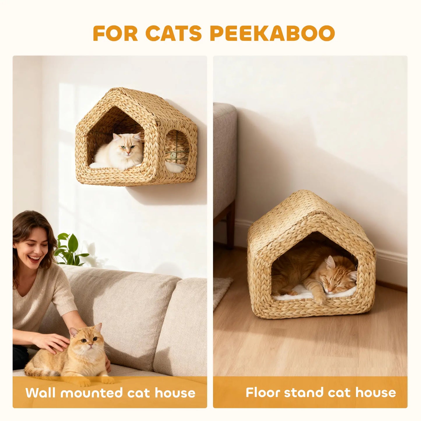 Cat Wall Shelf, Wall Mounted Cat House, Washable Cushion, Natural Cat Climbing Wall at Gallery Canada