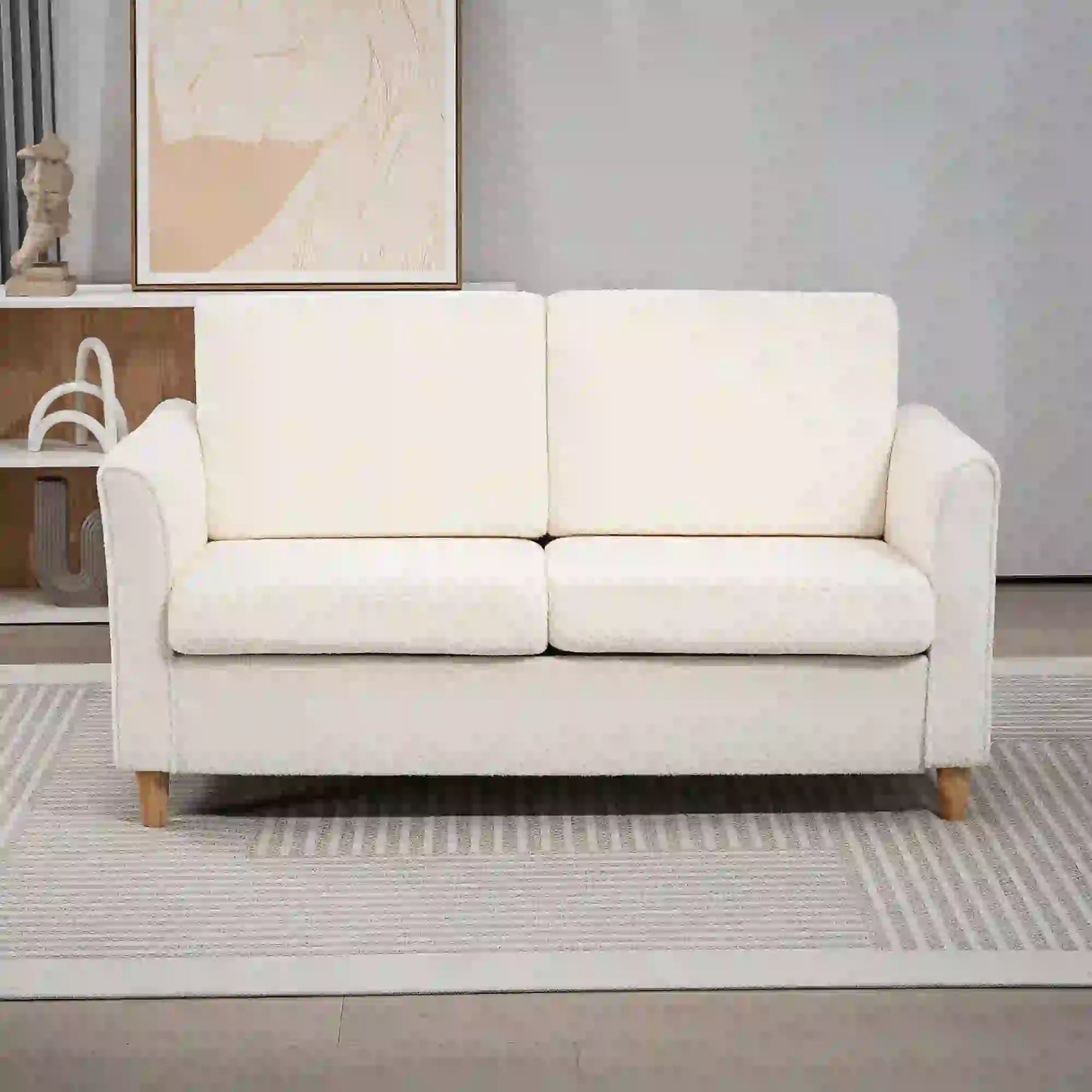2-Seat Sofa with Armrests, Wood Legs, 2-Seater, Cream White 2-Seater Sofas at Gallery Canada