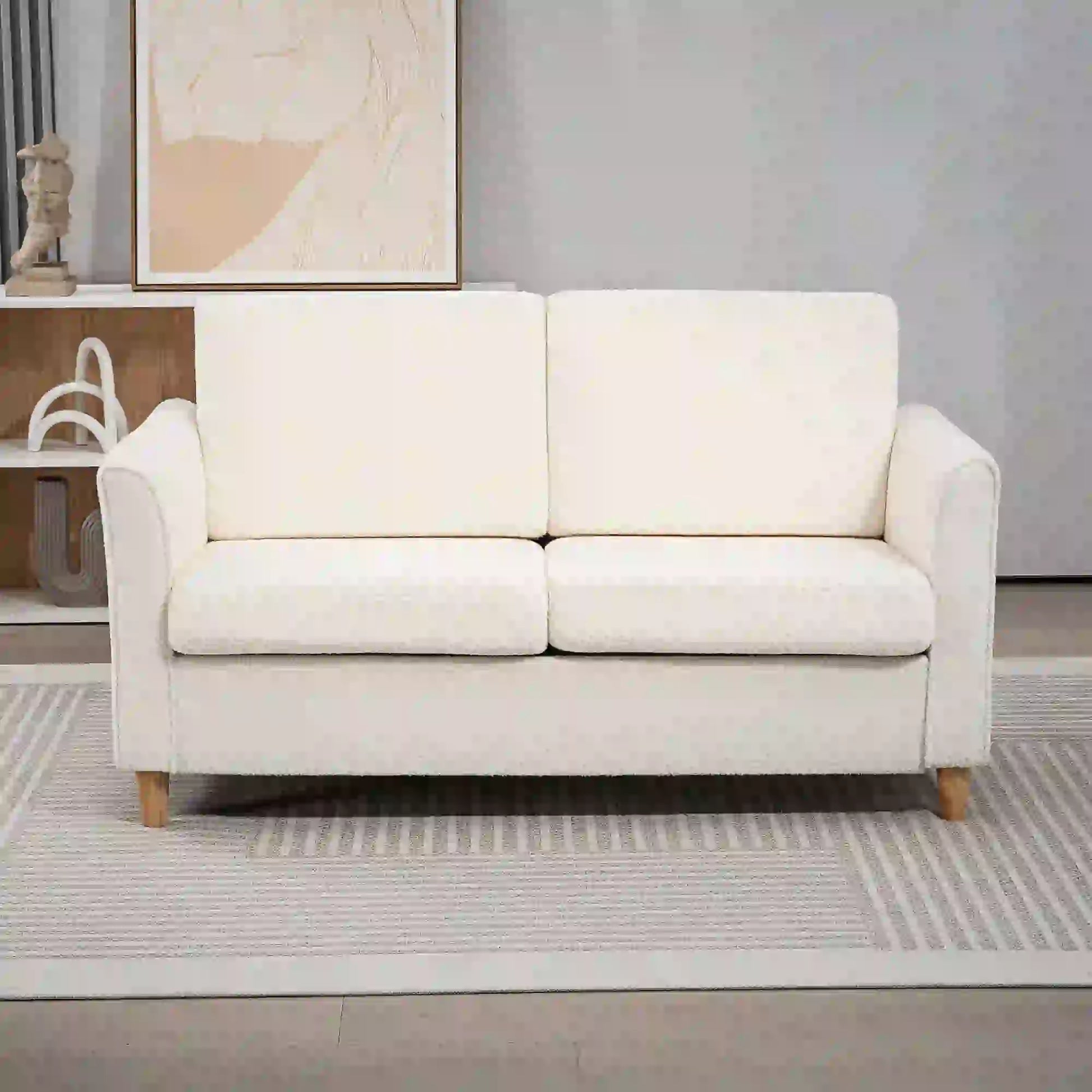 2-Seat Sofa with Armrests, Wood Legs, 2-Seater, Cream White 2-Seater Sofas at Gallery Canada