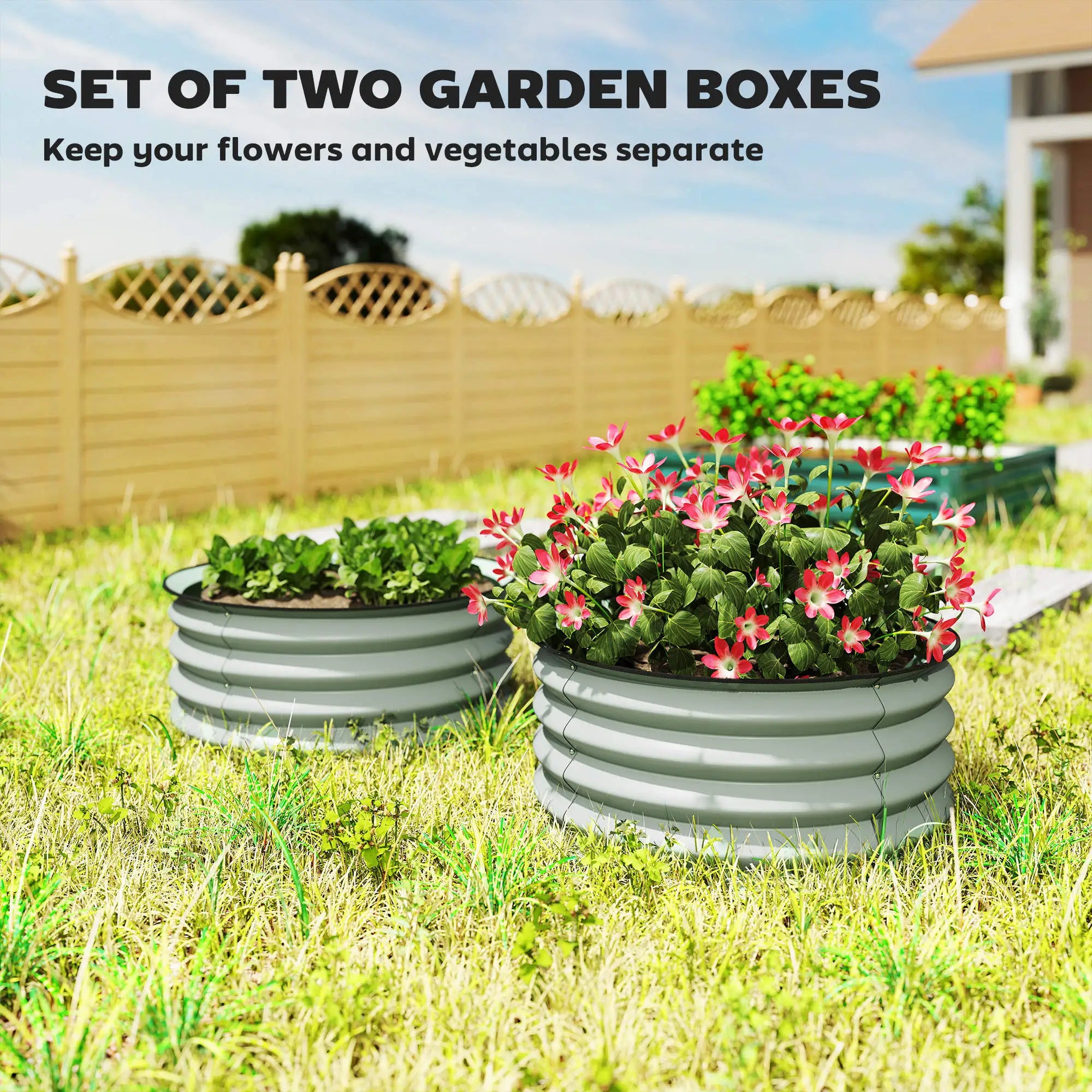 Set of 2 Raised Garden Beds, Metal Planter Box, Easy Assembly, Green Raised Garden Beds at Gallery Canada