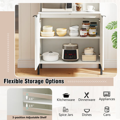 64.5 Inches Tall Kitchen Pantry Cabinet with Charging Station and Wine Glass Rack, White Sideboards Cabinets & Buffets at Gallery Canada