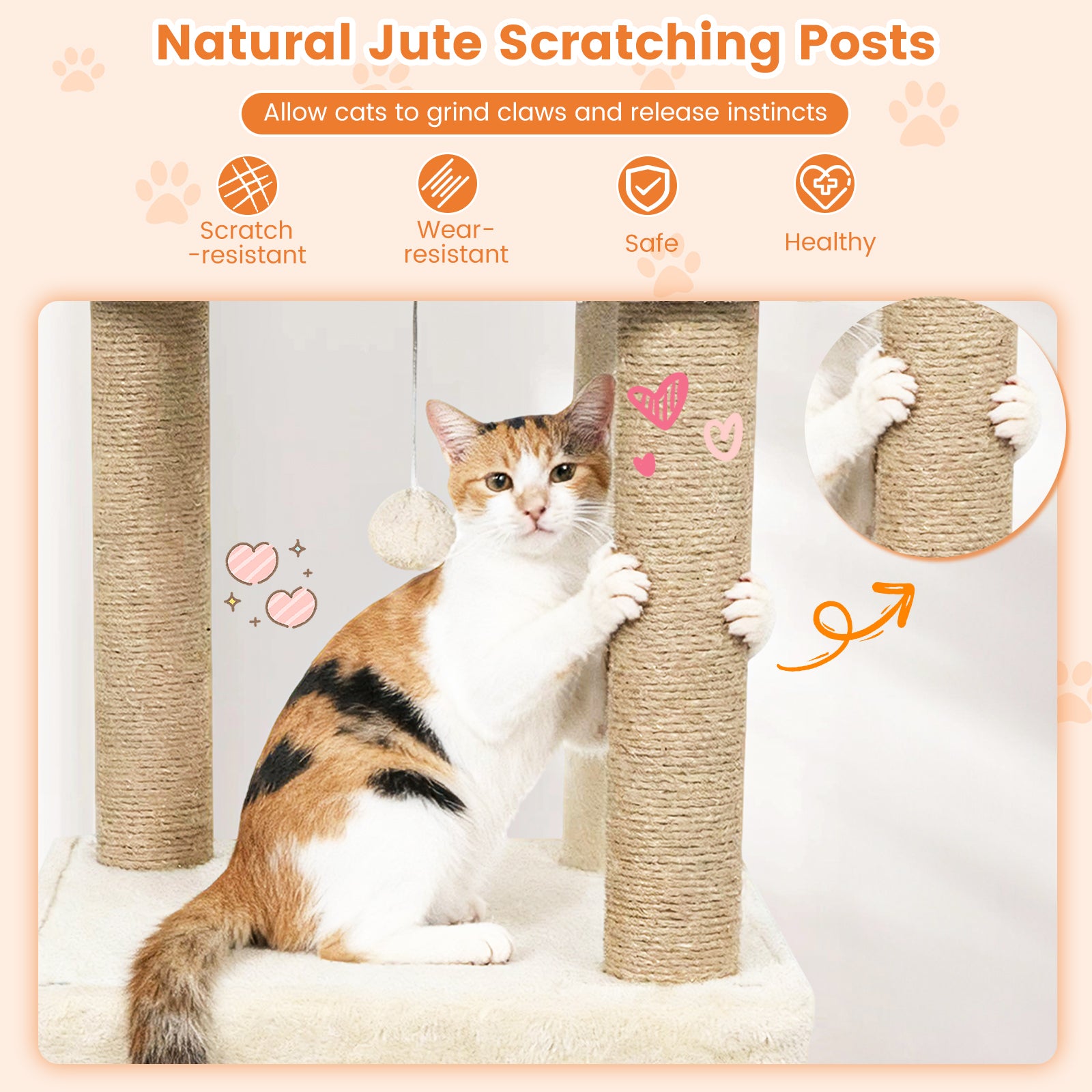 64 Inch Tall Cat Tree with 2 Large Condos and Jute Scratching Posts for Indoor Adult Cats, Beige Cat Trees Condos & Scratchers at Gallery Canada