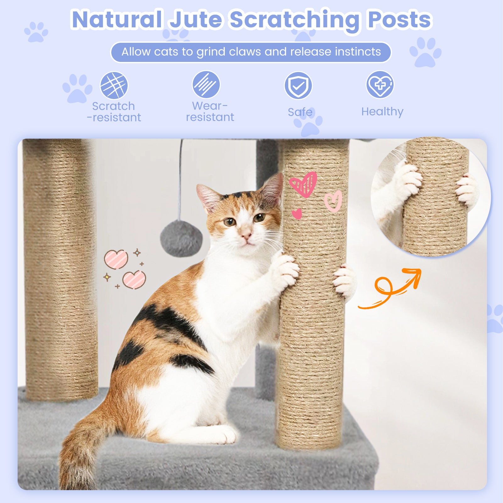 64 Inch Tall Cat Tree with 2 Large Condos and Jute Scratching Posts for Indoor Adult Cats-Light Grey, Light Gray Cat Trees Condos & Scratchers at Gallery Canada