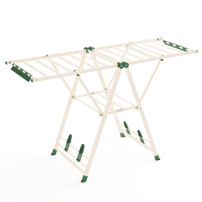 64 Inches Clothes Drying Rack with Height Adjustable Wings, Beige Drying Racks Beige at Gallery Canada