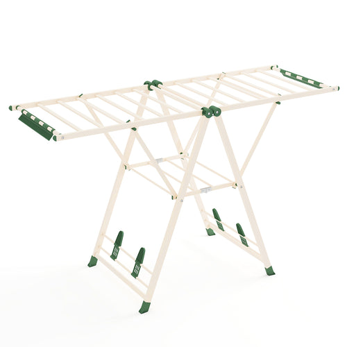 64 Inch Adjustable Clothes Drying Rack, Beige