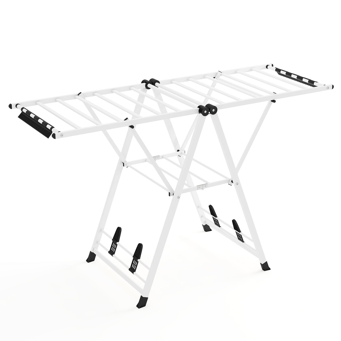 64 Inches Clothes Drying Rack with Height Adjustable Wings, White Drying Racks White at Gallery Canada