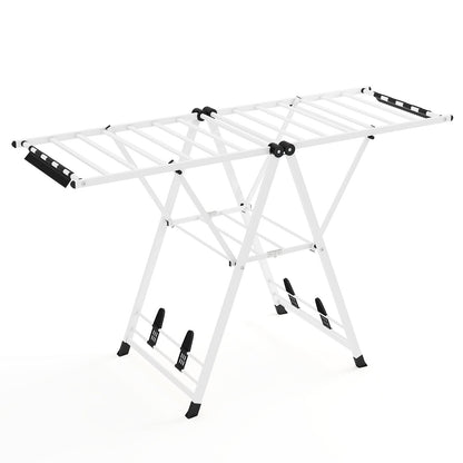 64 Inches Clothes Drying Rack with Height Adjustable Wings, White Drying Racks White at Gallery Canada
