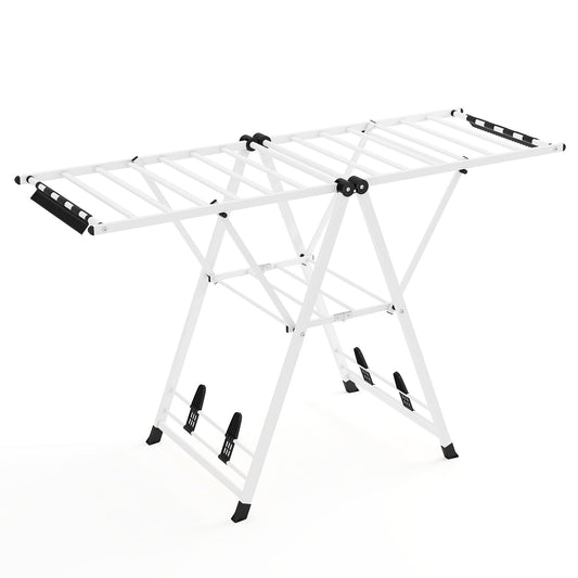 64 Inches Clothes Drying Rack with Height Adjustable Wings, White Drying Racks White at Gallery Canada