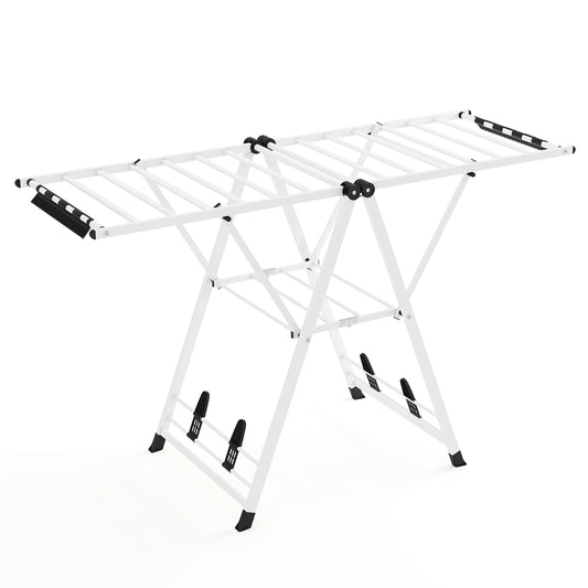 64 Inches Height Adjustable Clothes Drying Rack, White Drying Racks White at Gallery Canada