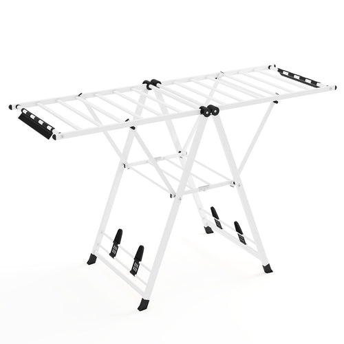 64 Inches Clothes Drying Rack with Height Adjustable Wings, White