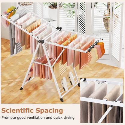 64 Inches Clothes Drying Rack with Height Adjustable Wings, White Drying Racks at Gallery Canada