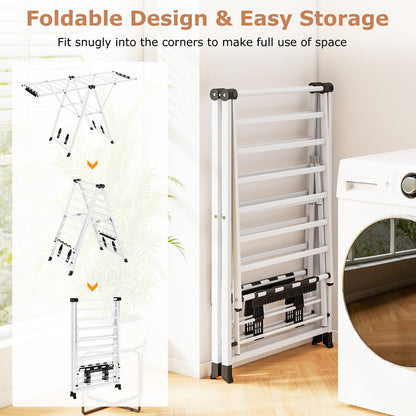 64 Inches Clothes Drying Rack with Height Adjustable Wings, White Drying Racks at Gallery Canada