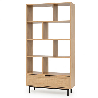 64 inch 6-Tier Tall Wooden Bookcase with 8 Open Cubes, Natural Bookcases Natural at Gallery Canada