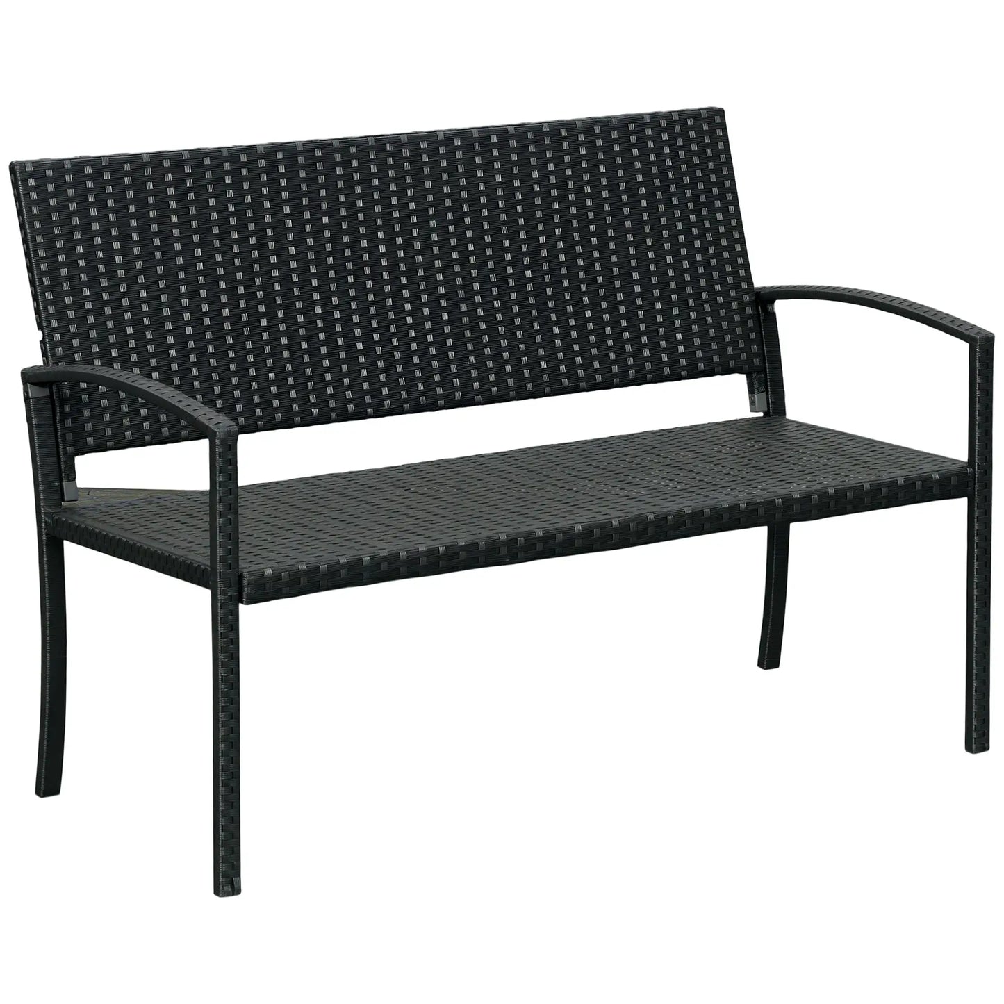 Rattan Wicker Loveseat, Garden Bench, Hand Woven, Portable, Black Patio Chairs Black at Gallery Canada