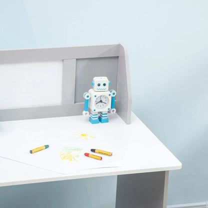Kids Desk and Chair Set, 2Pcs, with Whiteboard, Storage, Grey Kids Desk Sets at Gallery Canada