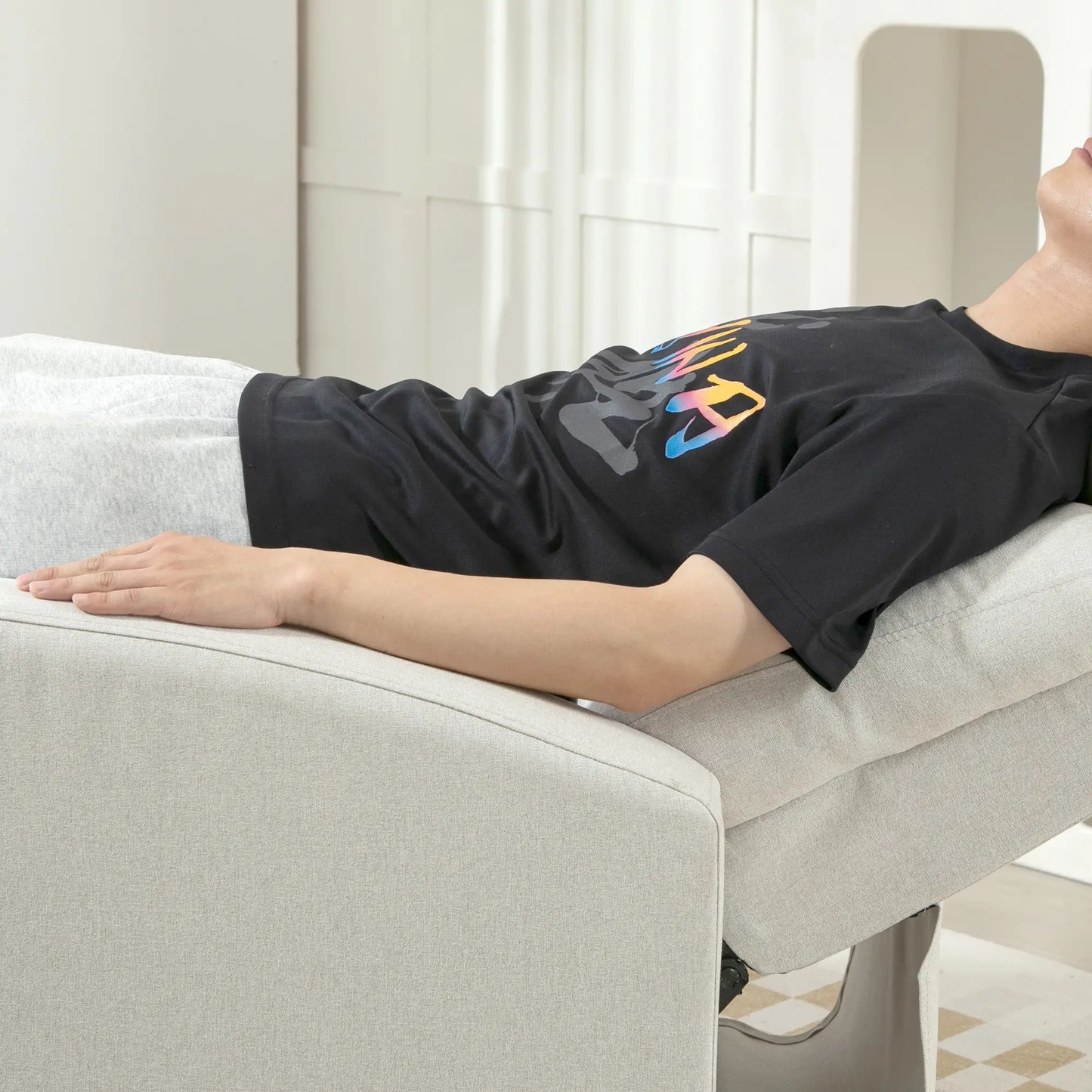 Fabric Recliner Chair, Manual Reclining Sofa, Padded Seat, Cream White Single Sofas at Gallery Canada